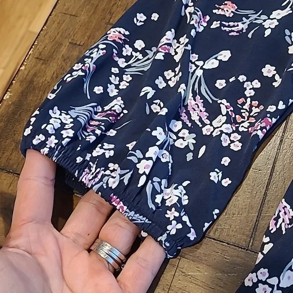 Lane Bryant Navy Surplice Front Floral Peplum Blouse - Picture 3 of 5